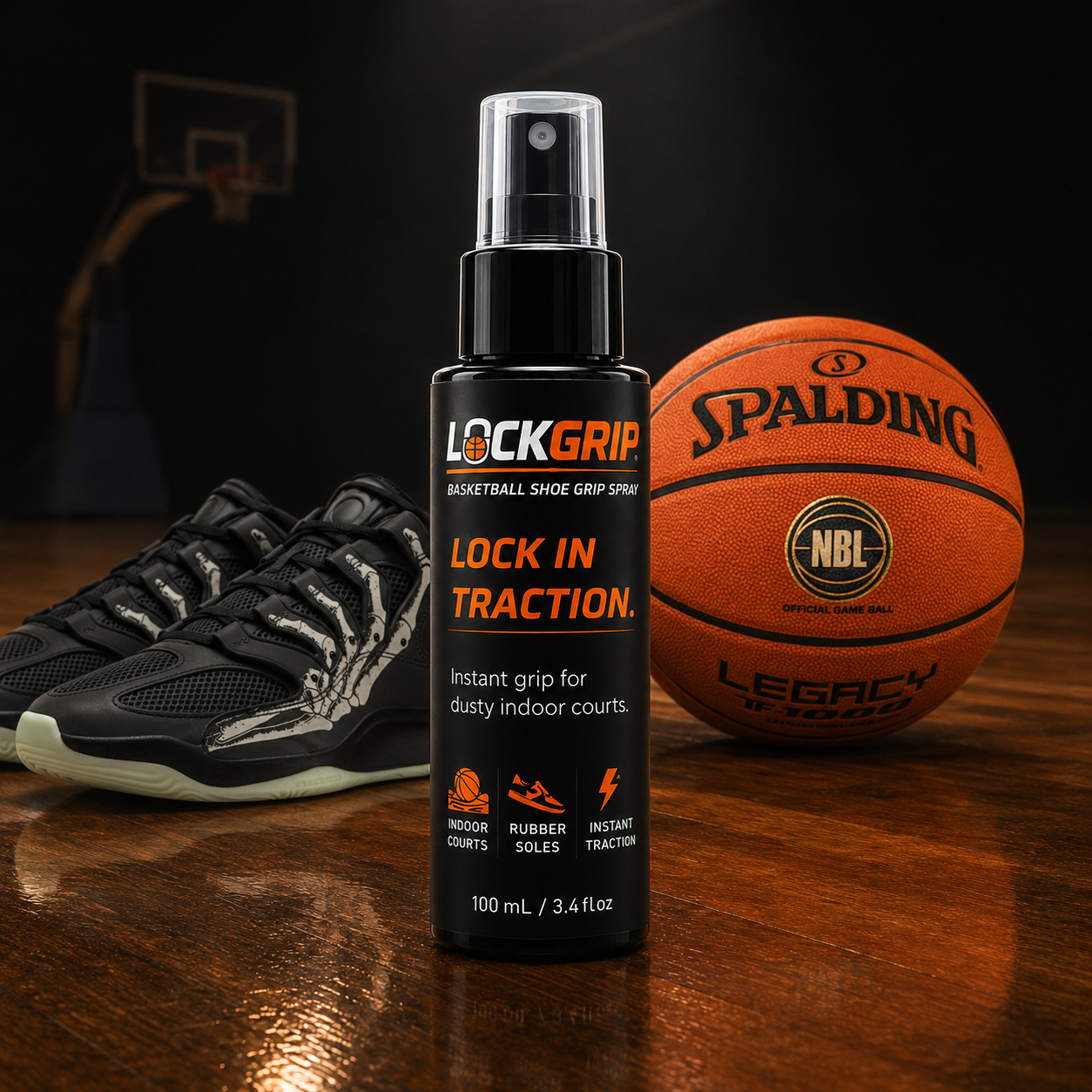 LockGrip basketball shoe grip spray bottle